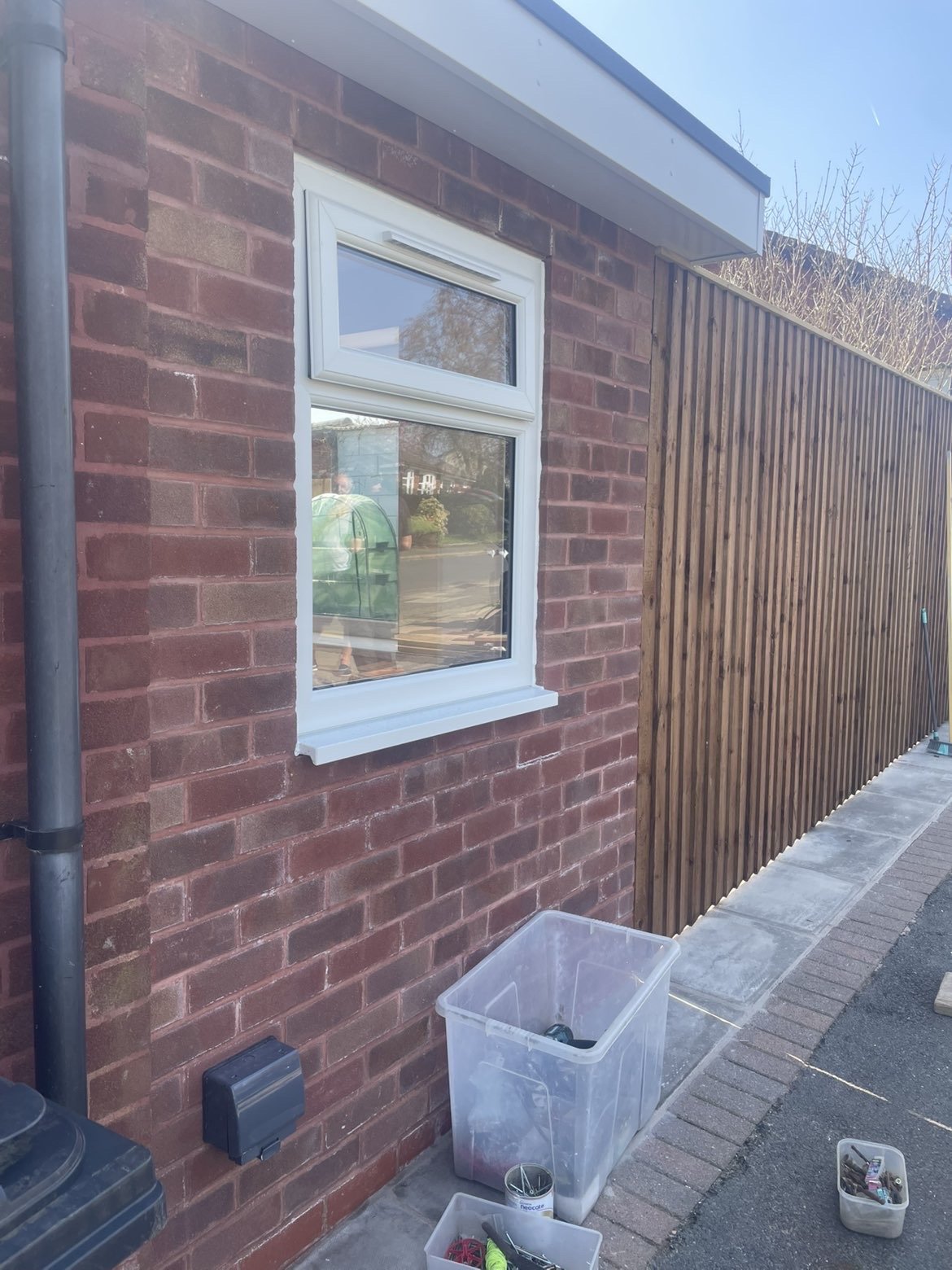 New timber slatted fence after replacement