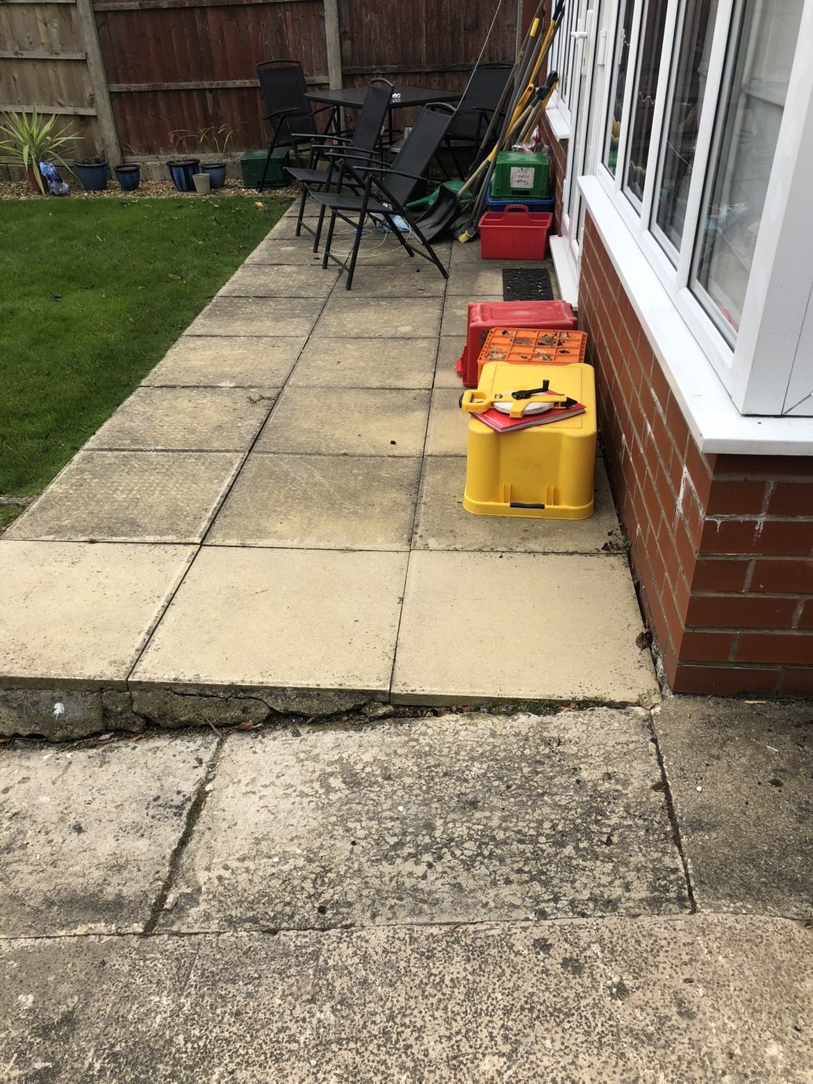 Old patio slabs before renovation