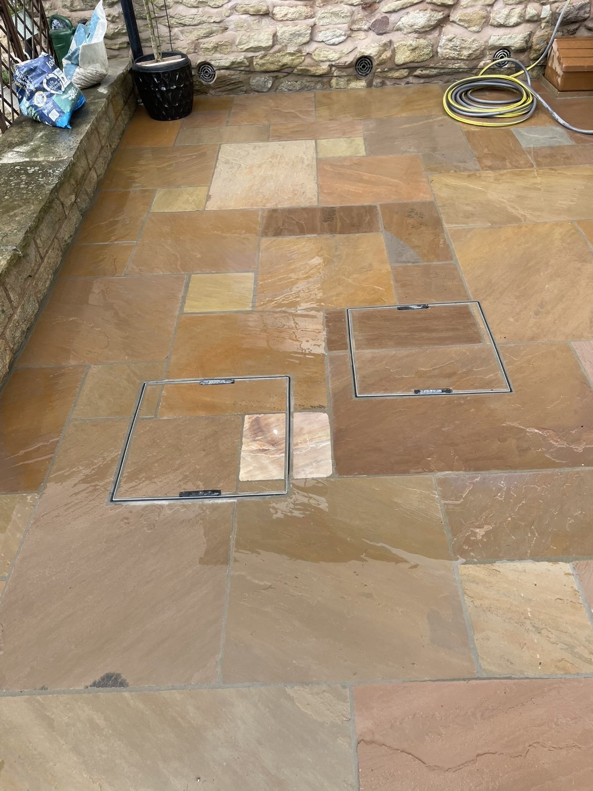 Finished sandstone patio detail