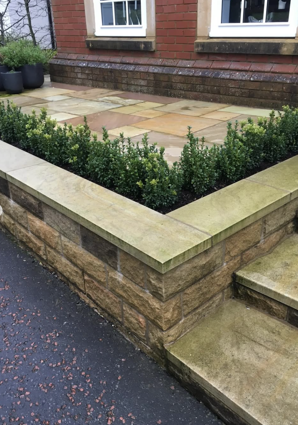 Raised stone planters